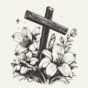 A hand-drawn vector illustration sketch depicting the symbols of Easter, in.. Stock Illustration
