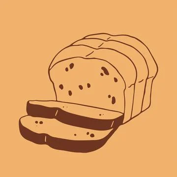 Hand drawn vector illustration of a sliced loaf of bread with two pieces placed Stock Illustration