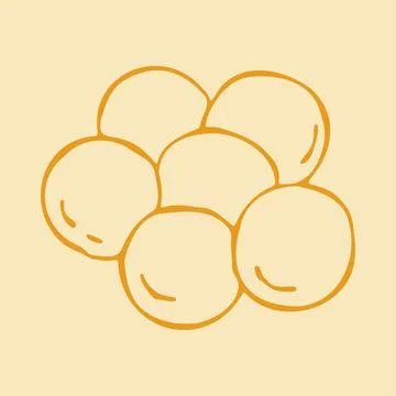 Hand drawn vector illustration of small soft mozzarella cheese balls for salad Stock Illustration