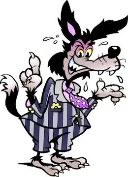 Hand-drawn vector illustration of an smart wolf in suit Stock Illustration