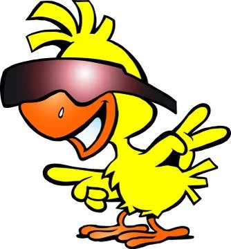 Hand-drawn vector illustration of an smart chicken with sunglass Stock Illustration