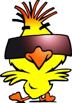Hand-drawn vector illustration of an smart dancer chicken with cool sunglass Stock Illustration