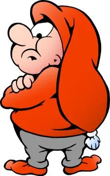 Hand-drawn vector illustration of an sour unhappy elf Stock Illustration