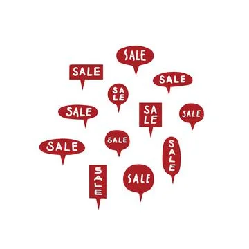 Hand drawn vector illustration of speech bubble with sale text. Stock Illustration