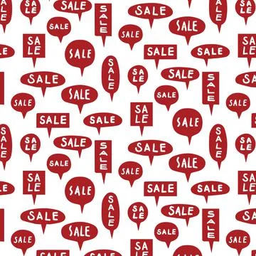 Hand drawn vector illustration of speech bubble with sale text pattern. Illustrazione stock
