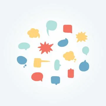 Hand drawn vector illustration of speech bubbles set. 스톡 일러스트