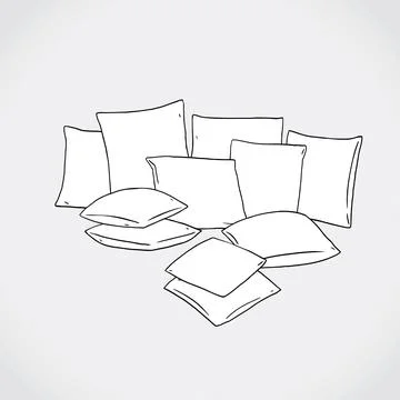 Hand drawn vector illustration of square pillow. Stock Illustration