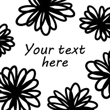 Hand drawn vector illustration of square frame with black flowers for socia.. 스톡 일러스트