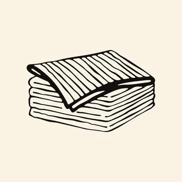Hand drawn vector illustration of a stack of folded microfiber cloths or Stock Illustration