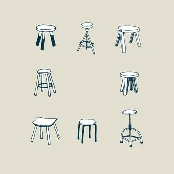 Hand drawn vector illustration of stool. Isolated. 스톡 일러스트