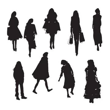 Hand-drawn vector illustration: stylized people. Watercolor sketches. Three Stock Illustration