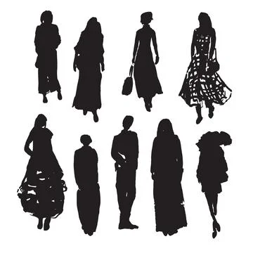 Hand-drawn vector illustration: stylized people. Watercolor sketches. Three Stock-Illustration
