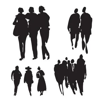 Hand-drawn vector illustration: stylized people. Watercolor sketches. Three Stock Illustration