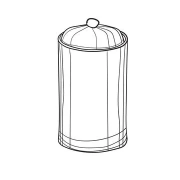Hand-drawn vector illustration of sugar bowl. With black circuit without fill on Stock Illustration