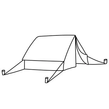 Hand drawn vector illustration of a tent in doodle style Stock Illustration