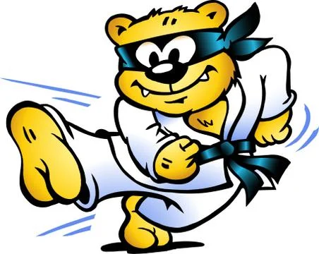 Hand-drawn vector illustration of an tiger practices self-defense Stock Illustration