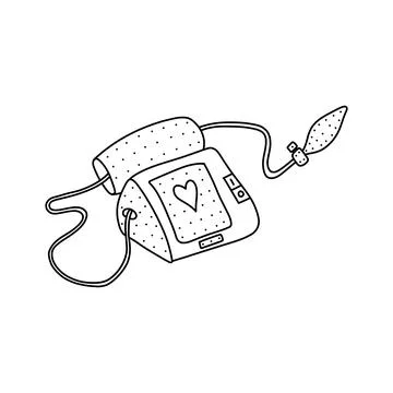 Hand drawn vector illustration of tonometer in doodle style. Cute illustratio Stock Illustration
