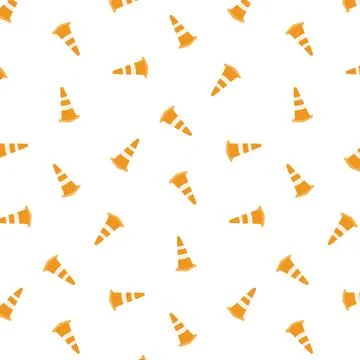 Hand drawn vector illustration of traffic cone pattern on white background. 스톡 일러스트