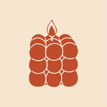 Hand drawn vector illustration of a trendy bubble cube pillar candle 库存插图