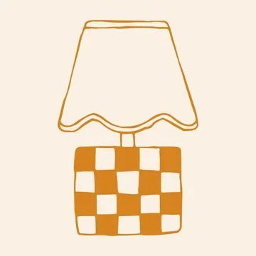 Hand drawn vector illustration of a trendy table lamp featuring a mustard Stockillustratie