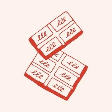 Hand drawn vector illustration of two chocolate bars with decorative swirls Stock Illustration