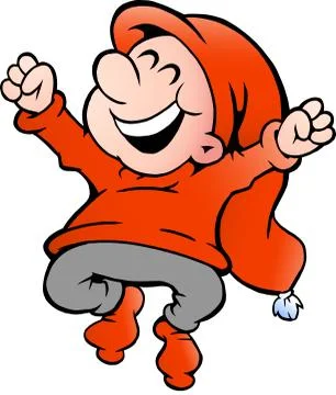 Hand-drawn vector illustration of an very happy elf Stock Illustration