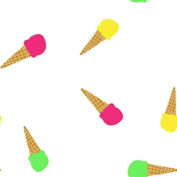 Hand drawn vector illustration of waffle cone with ball of ice cream or gelat Stock Illustration