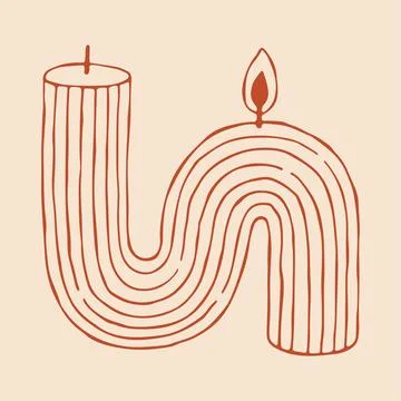 Hand drawn vector illustration of a wavy abstract pillar candle with vertical 库存插图