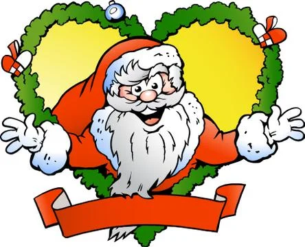 Hand-drawn vector illustration of an welcoming santa claus Stock Illustration