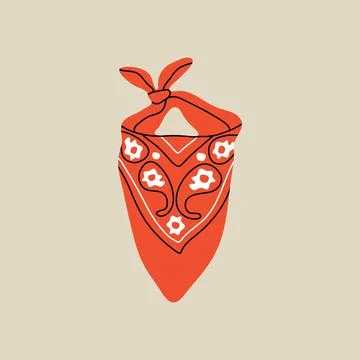 Hand drawn vector illustration of western cowboy bandana, neckerchief or scarf Illustration