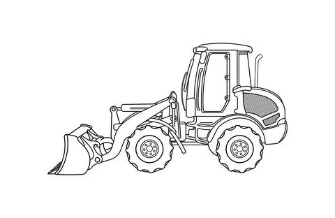 Hand drawn Vector illustration wheel loader icon Isolated on White Background Stock Illustration