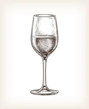 Hand drawn vector illustration of wineglass. Illustrazione stock