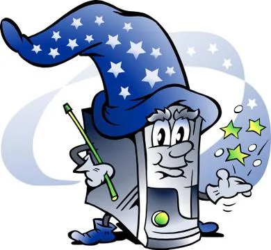 Hand-drawn vector illustration of an wizard computer repairman Stock Illustration