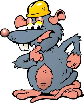 Hand-drawn vector illustration of an wondering rat with helmet Stock Illustration