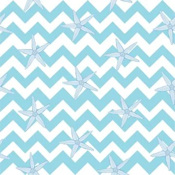 Hand drawn vector illustrations - seamless pattern of seashells. Marine Illustrazione stock