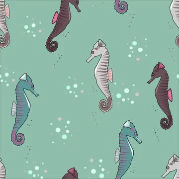 Hand drawn vector illustrations - seamless pattern of seashells. Illustrazione stock