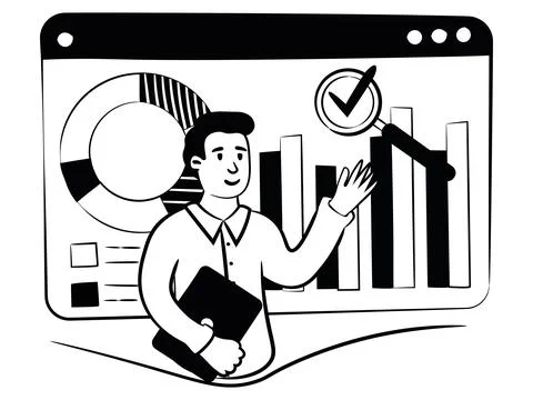 Hand drawn vector image of business coach Illustrazione stock