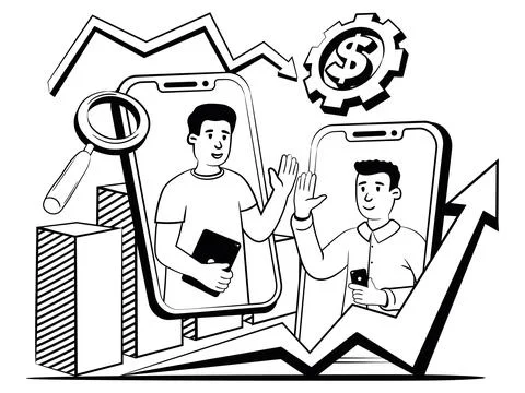 Hand drawn vector image of welcoming the two business partners Stock Illustration