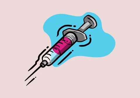 Hand Drawn Vector injection. Applicable to vaccine injection, vaccination Stock Illustration