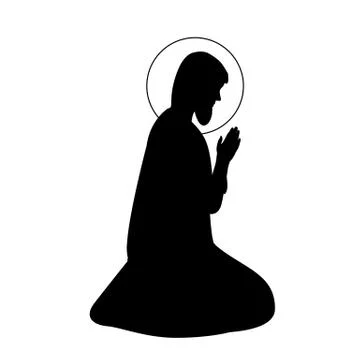 Hand drawn vector ink illustration or drawing of Saint Joseph silhouette Stock Illustration