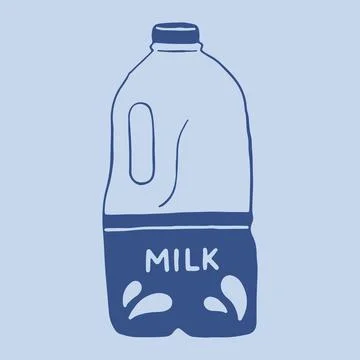 Hand drawn vector of a large milk jug container with a side handle and a dark Illustration