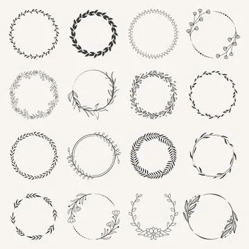 Hand drawn vector laurel leaves decorative elements. Vintage laurel wreaths.. Stockillustratie