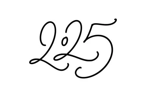 Hand drawn vector lettering calligraphy black number text 2025. Happy New Yea Stock Illustration