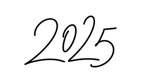 Hand drawn vector lettering calligraphy black number text 2025. Happy New Y.. Stock Illustration