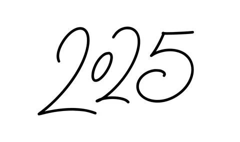Hand drawn vector lettering calligraphy black number text 2025. Happy New Y.. Stock Illustration