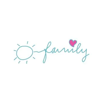Hand drawn vector lettering with sun and heart on white Stock Illustration