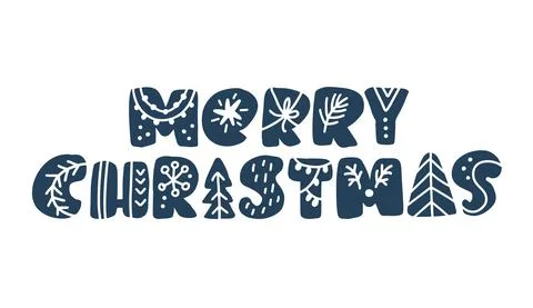 Hand drawn vector lettering text Merry Christmas. brush calligraphic phrase Illustrazione stock