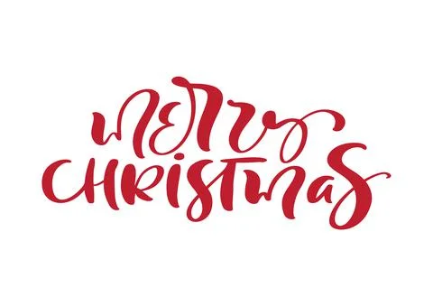 Hand drawn vector lettering text Merry Christmas. brush calligraphic phrase 스톡 일러스트