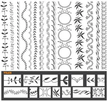 Hand drawn vector line border set Stock Illustration