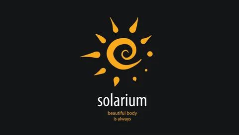 Hand-drawn vector logo on a black background for a solarium Stock Illustration